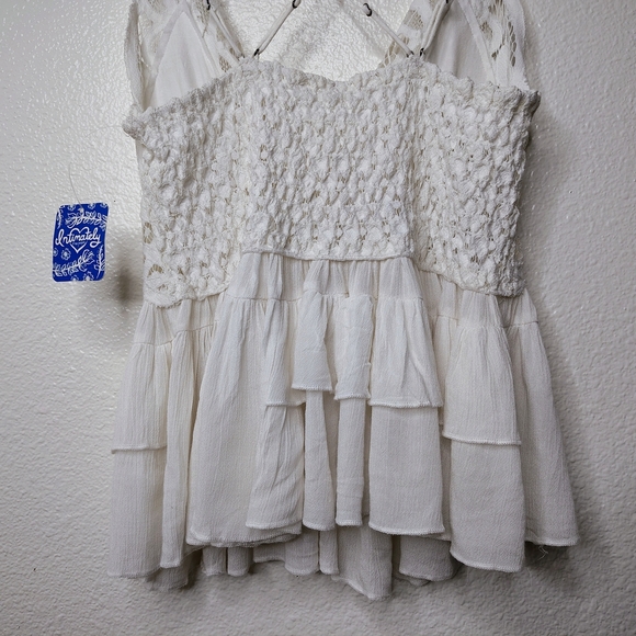 Free People Women's Adele white lace flowy tiered cami Sz XL Viscose Blend - Picture 9 of 13